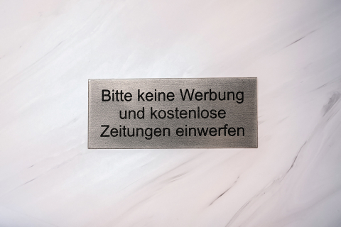 Bitte keine Werbung Edelstahl Optik | Graviertes Schild, Briefkastenschild