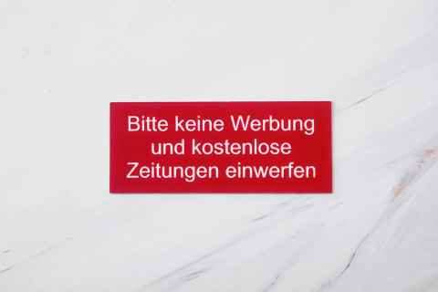 Bitte keine Werbung rot | Graviertes Schild, Einleger, Briefkastenschild