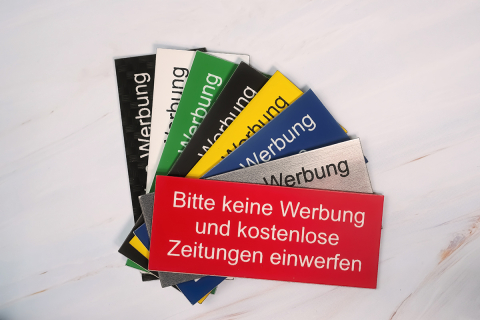 Bitte keine Werbung rot | Graviertes Schild, Einleger, Briefkastenschild