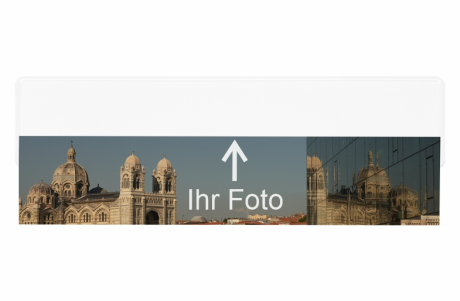 Foto-Schild aus Aluminium personalisiert | Reflektierend | 520 x 110 mm - mit eigenem Foto & Wunschtext