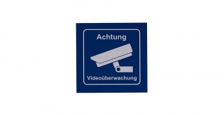 Schild Achtung Videoüberwachung blau matt